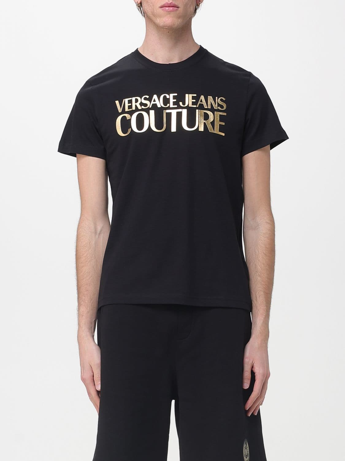 Versace Jeans Couture Cotton T-Shirt with Laminated Logo · S