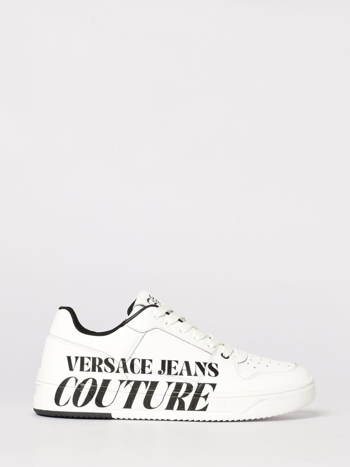 Versace Jeans Couture Leather Sneakers with Logo Print