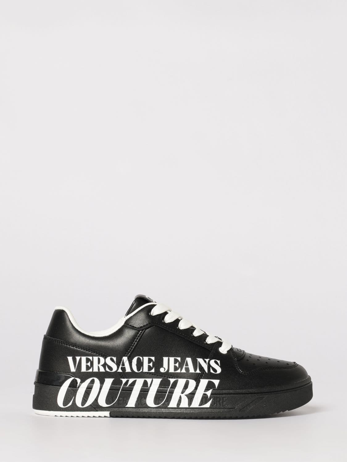 Versace Jeans Couture Leather Sneakers with Logo Print