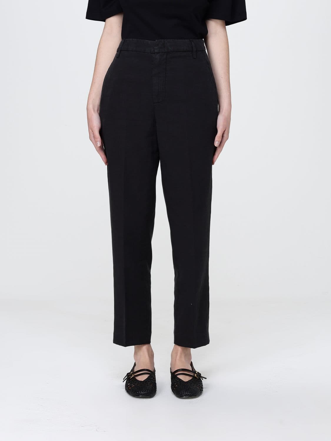 Dondup Cotton Blend Cropped Fit Trousers
