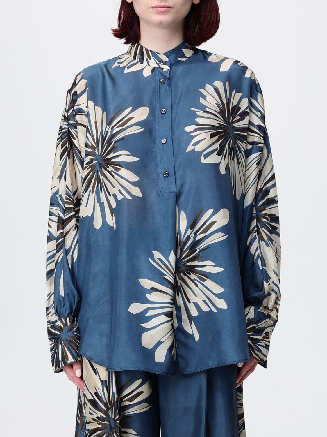 Brunello Cucinelli Silk Shirt with Floral Print · M
