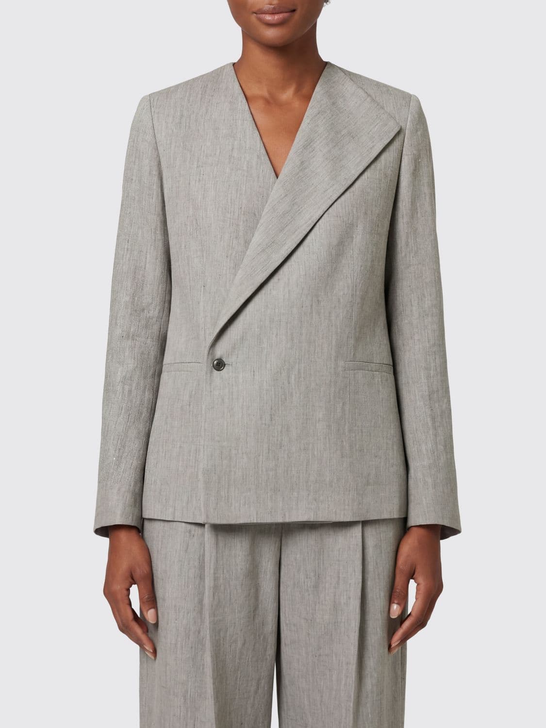 Loulou De Saison Double Breasted Linen Blend Blazer