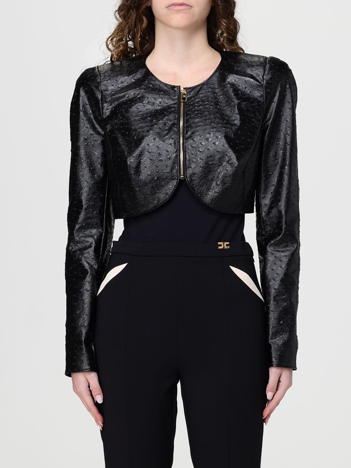 Elisabetta Franchi Cropped Fit Jacket in Synthetic Leather