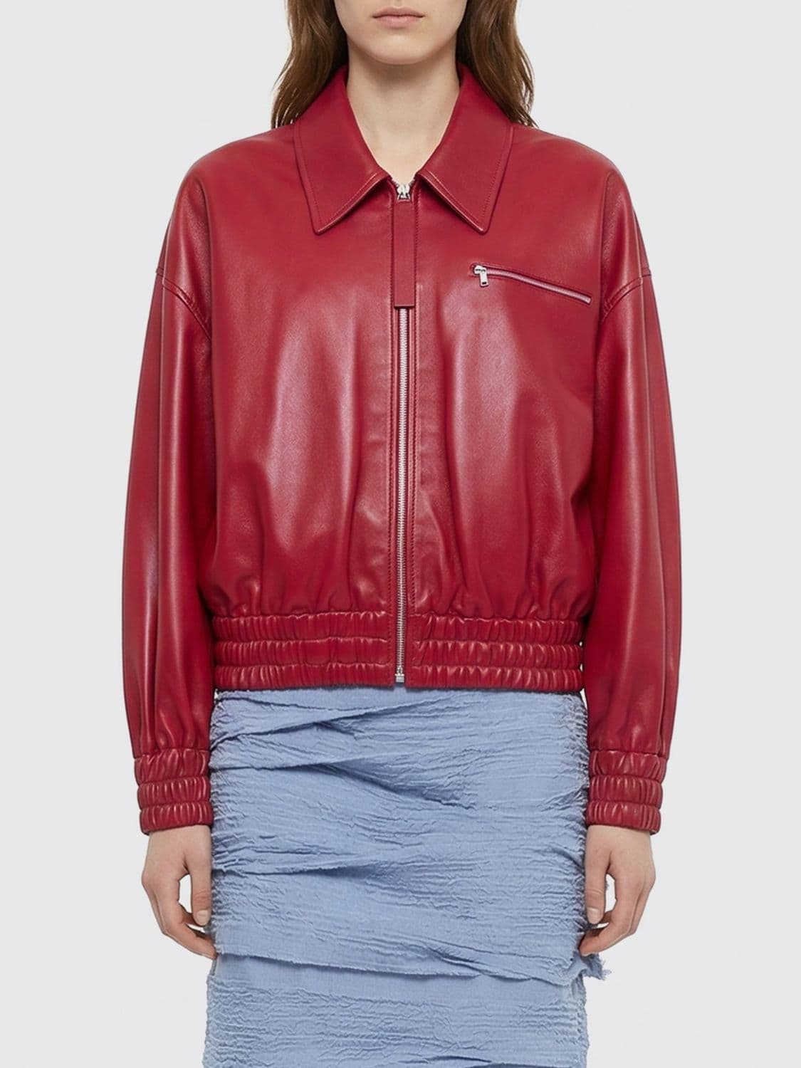 Jil Sander Leather Bomber Jacket · 36