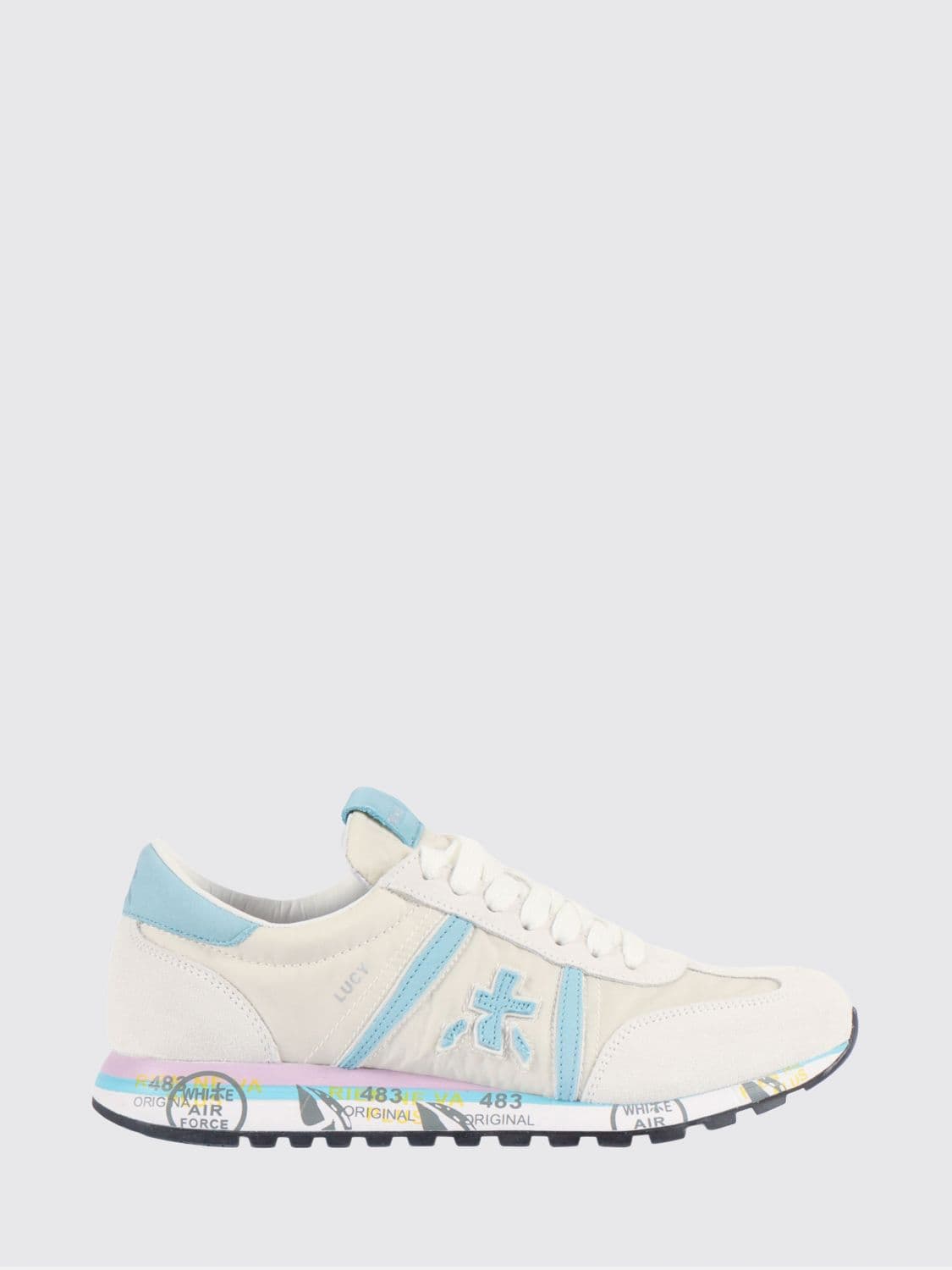 Premiata Lucy Suede And Perforated Fabric Sneakers