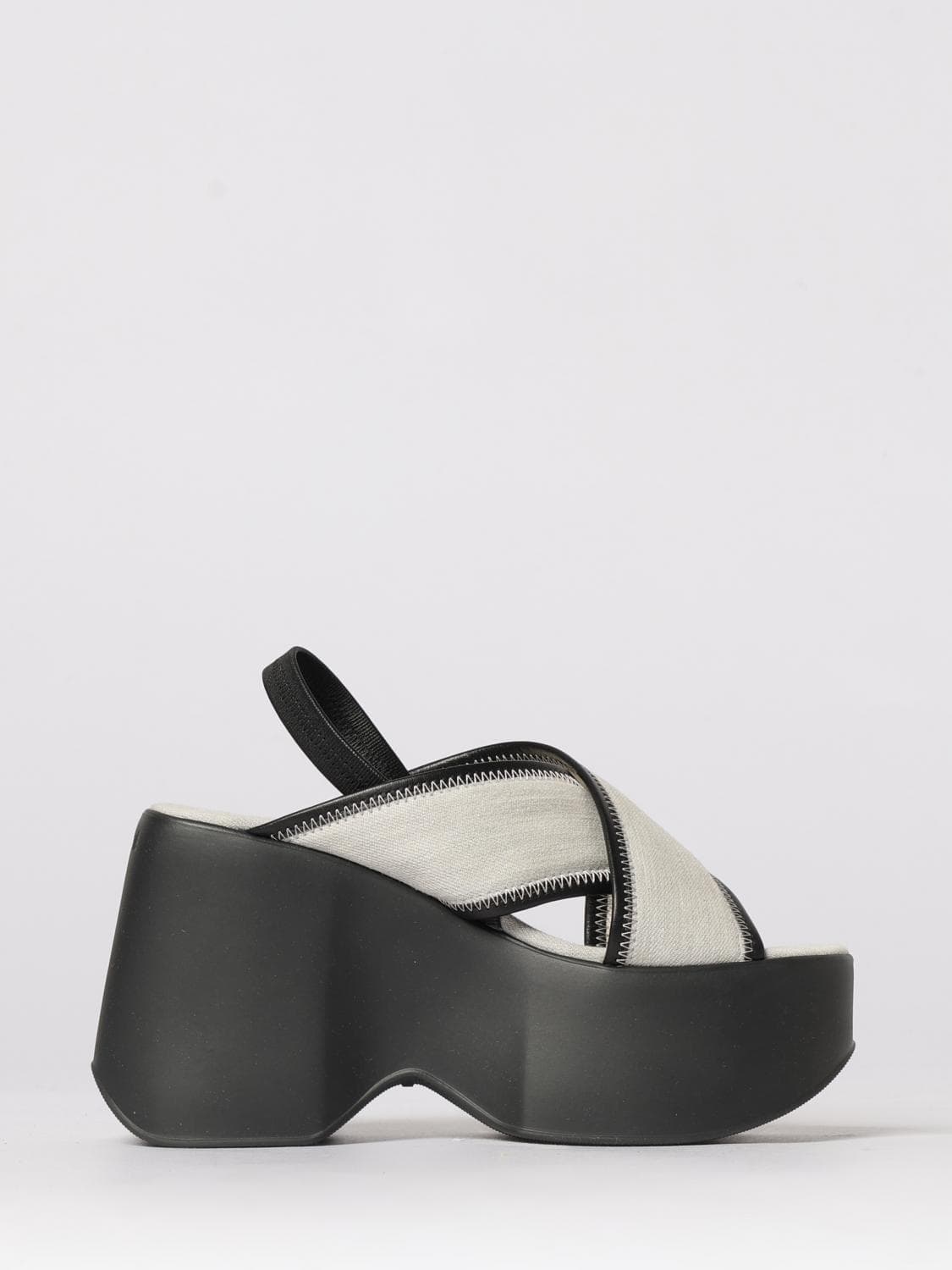Vic Matié Cotton Denim Wedge Sandals