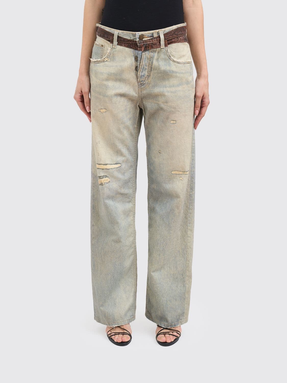 Haikure Wide Leg Used Denim Jeans