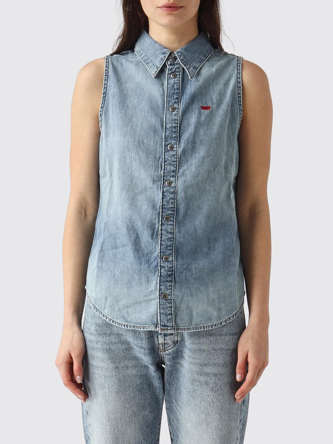 Diesel De-Eazy Sleeveless Denim Shirt in Cotton