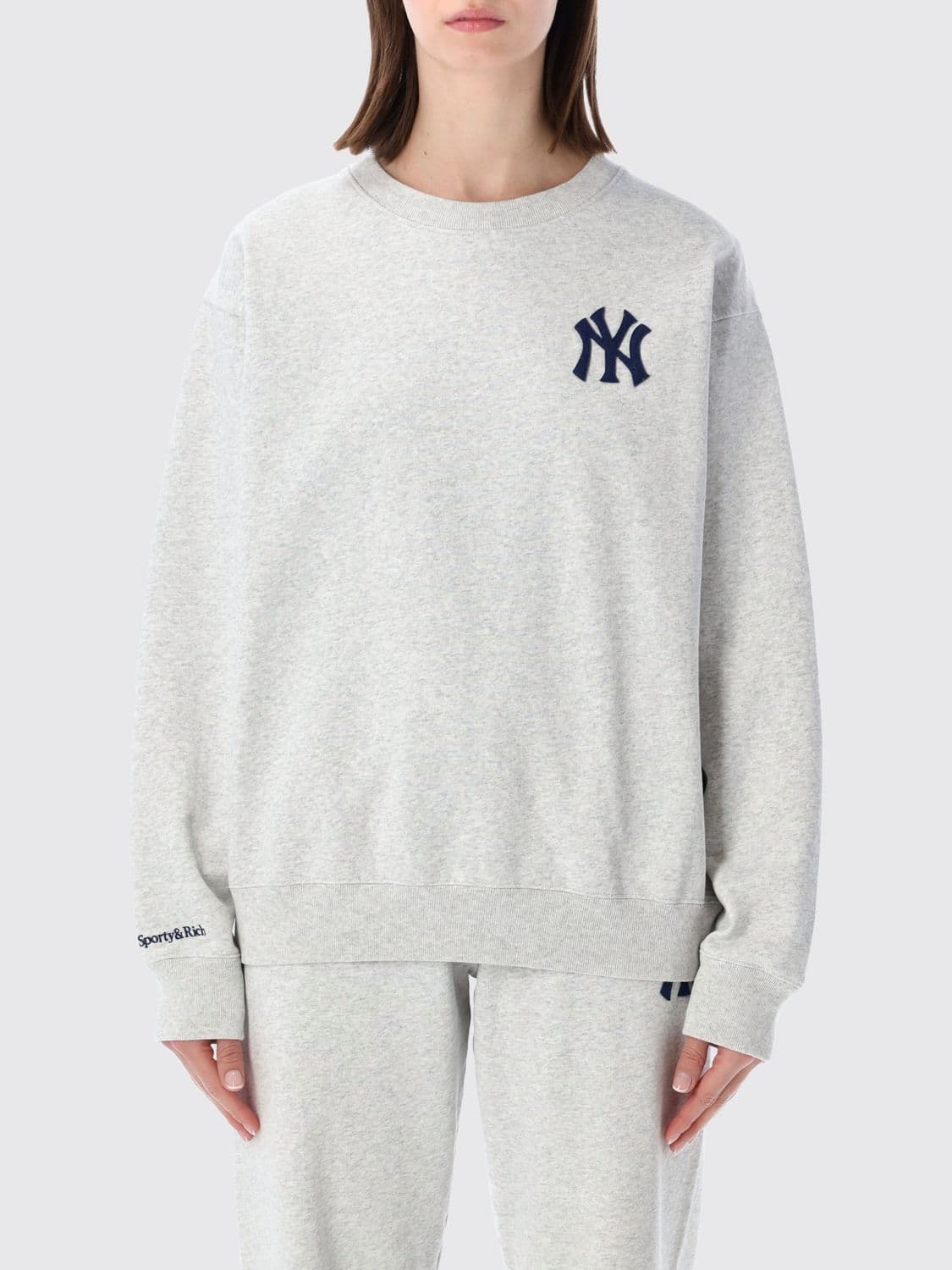 Sporty & Rich Monogram Cotton Crewneck Sweatshirt · XS