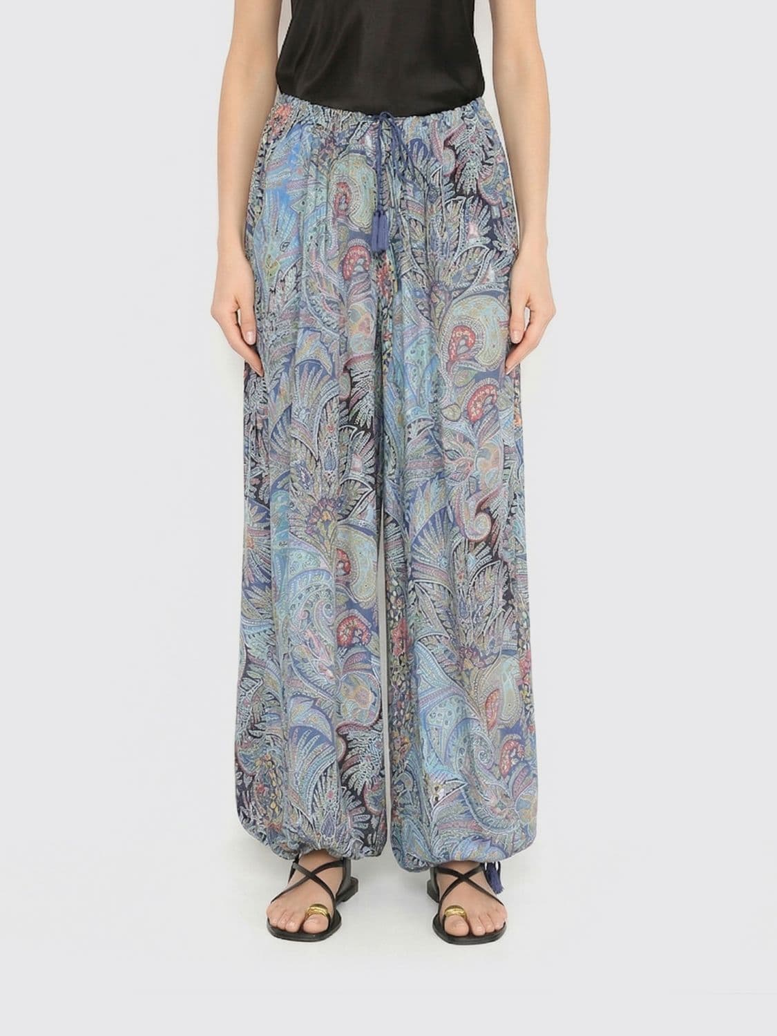 Etro Silk Blend Trousers with Paisley Print