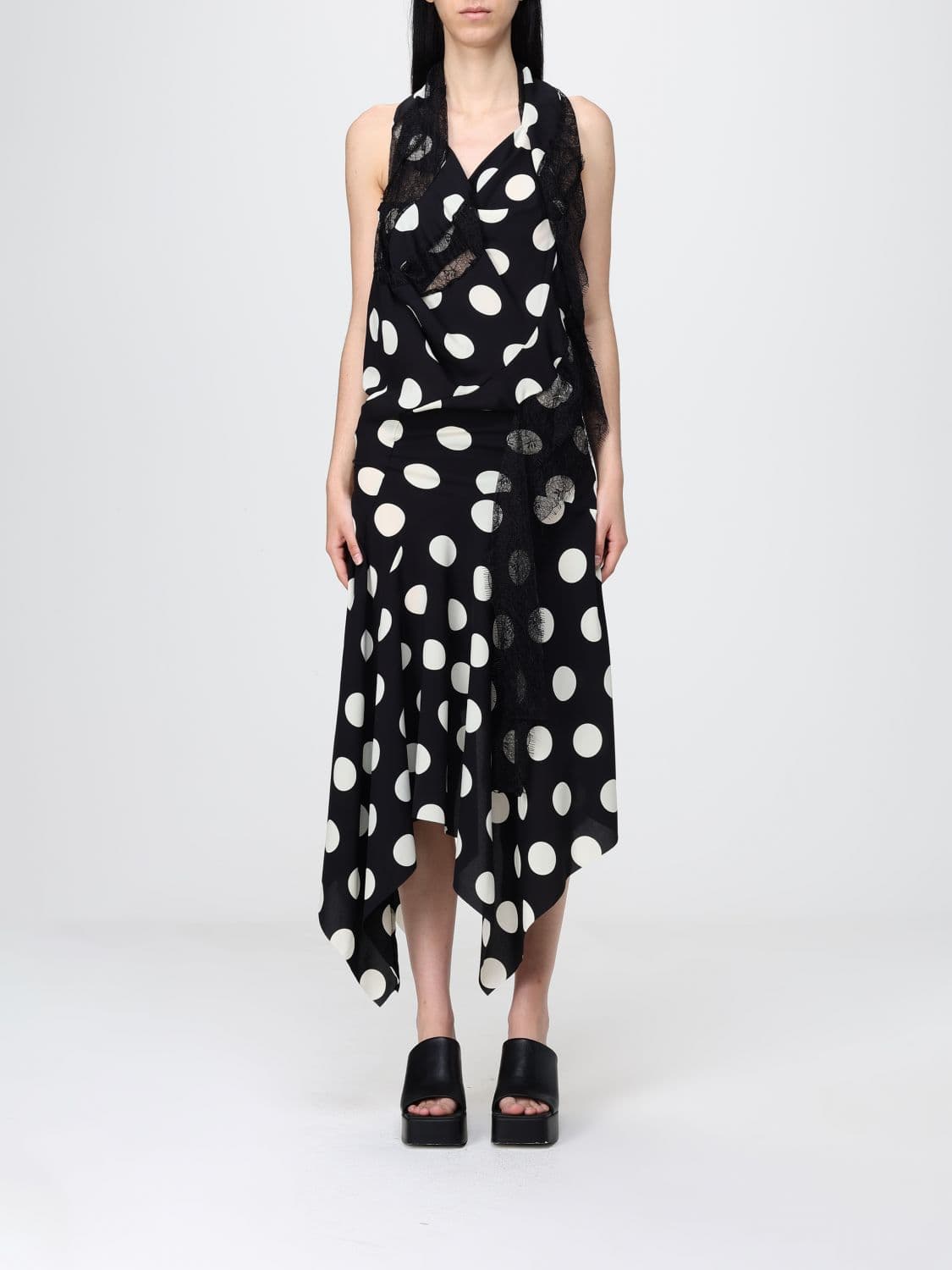 Junya Watanabe Polka Dot Crêpe Asymmetric Dress