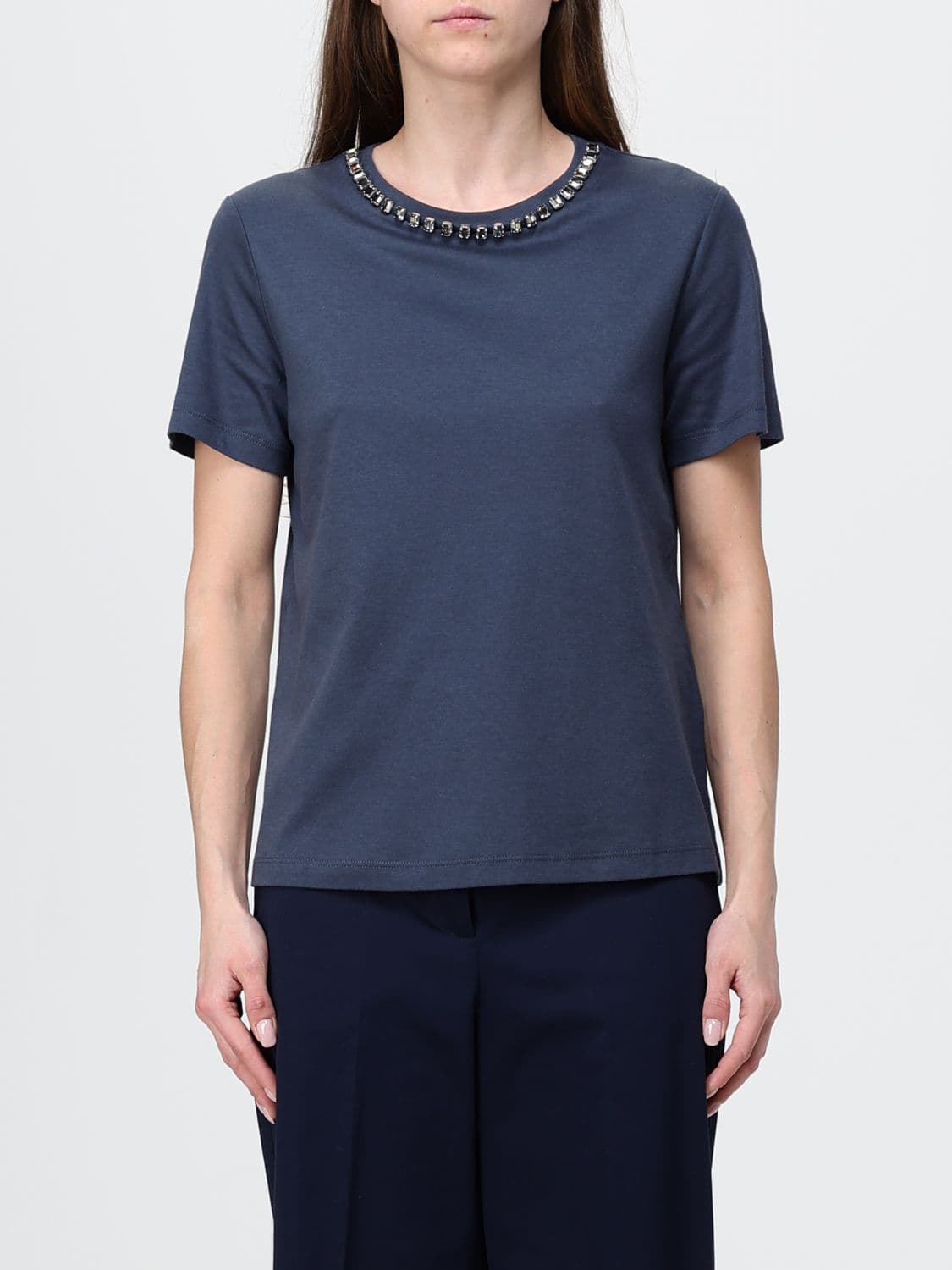's Max Mara Cotton Blend T-Shirt With Crystals