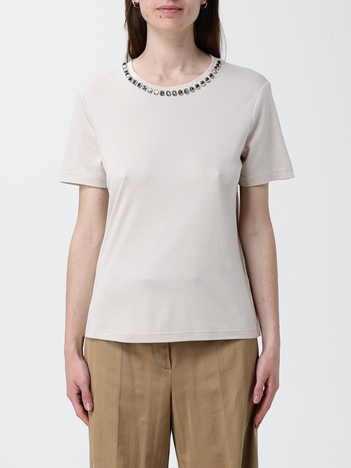 's Max Mara Cotton Blend T-Shirt With Crystals