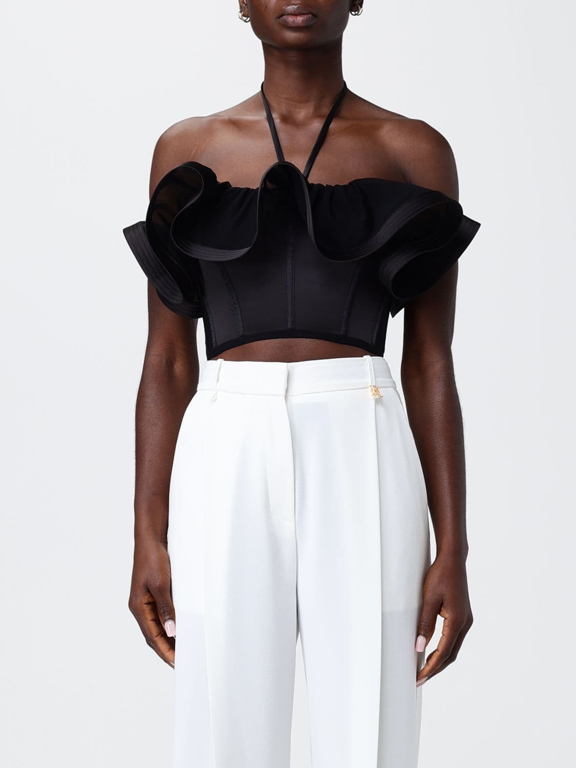 Elisabetta Franchi Crêpe Top with Ruffles