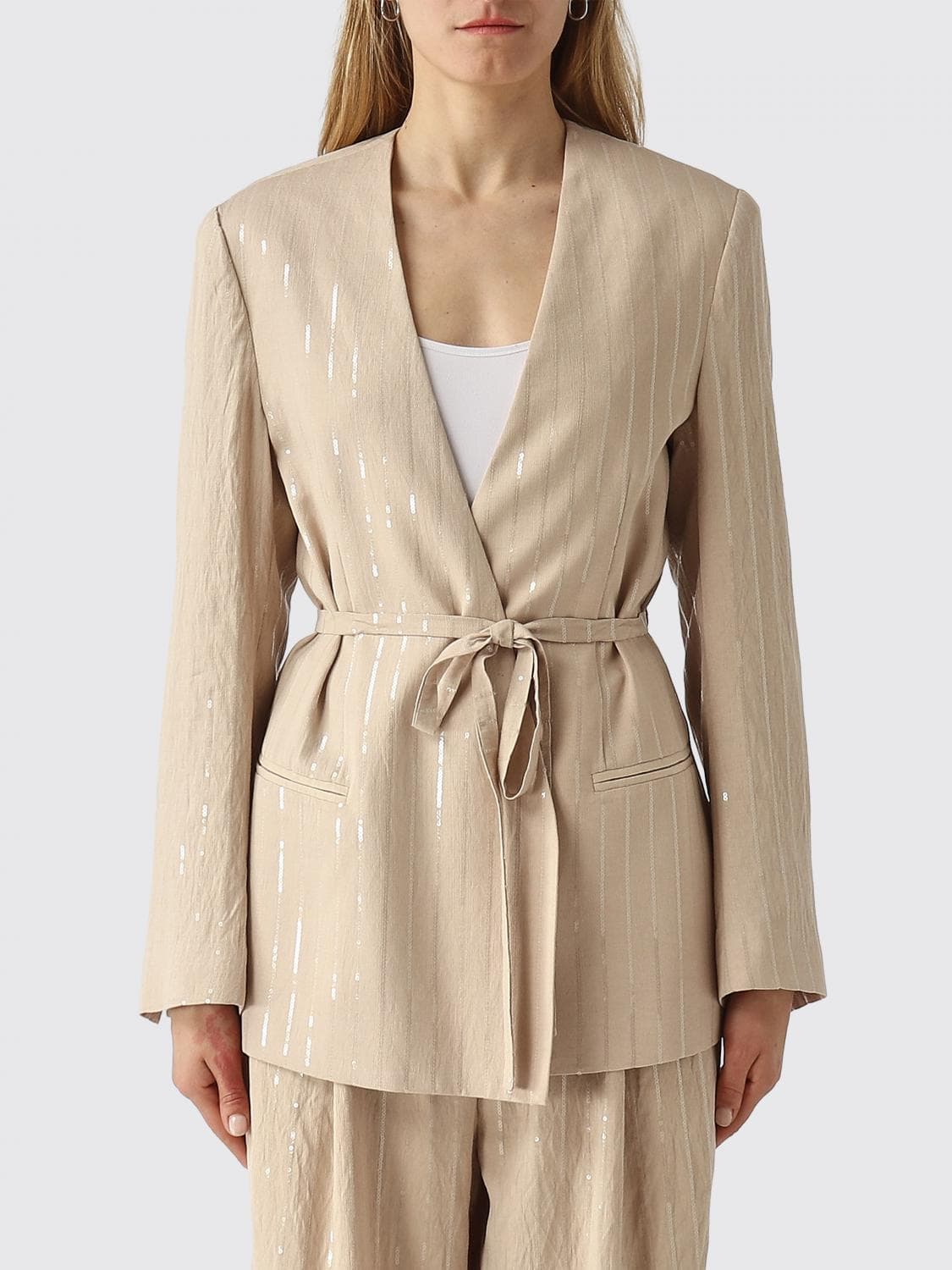 Meimeij Viscose Robe Blazer with Sequins