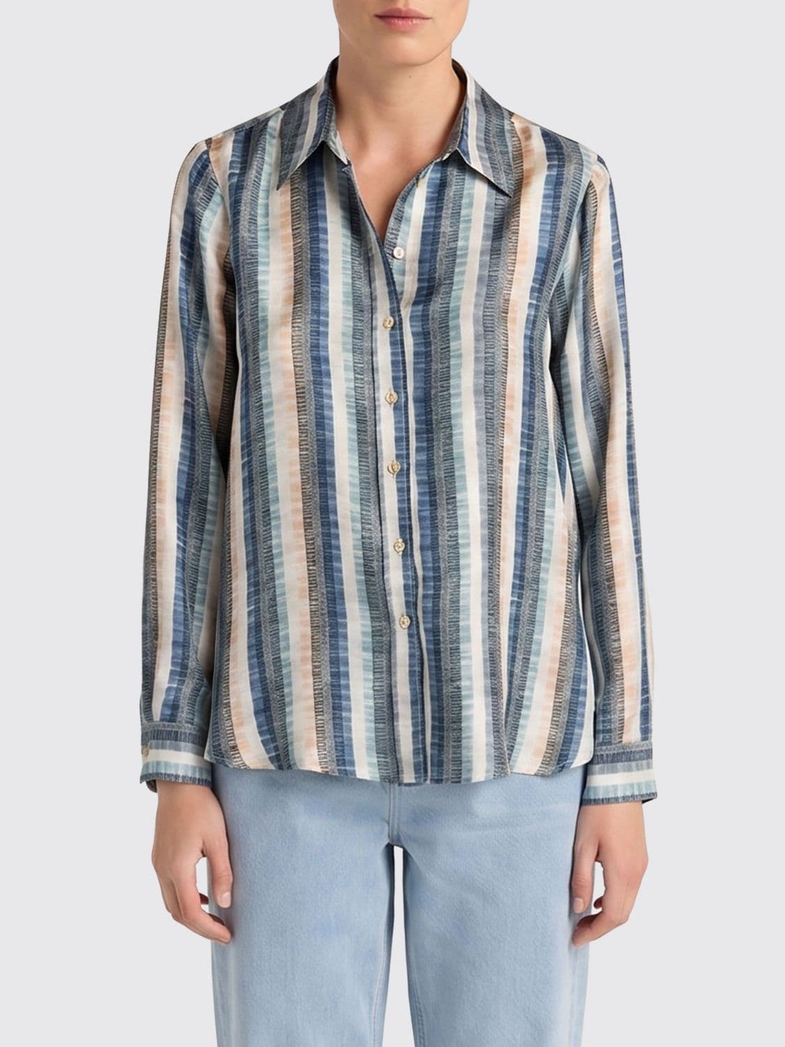 Momonì Silk Shirt with Ethnic Print