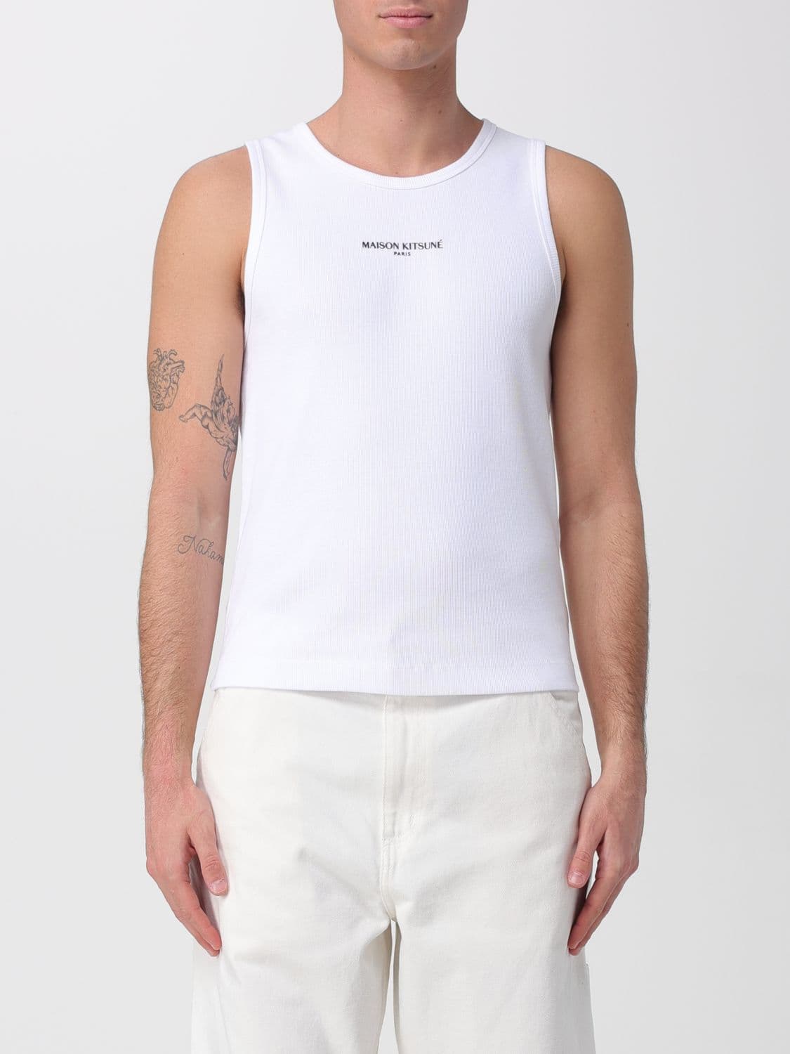 Maison Kitsuné Organic Cotton Tank Top with Logo