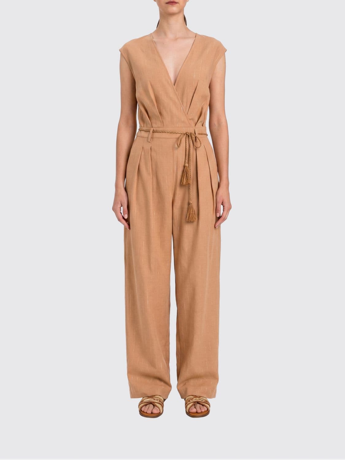 Twinset U & b Striped Cotton Blend Jumpsuit