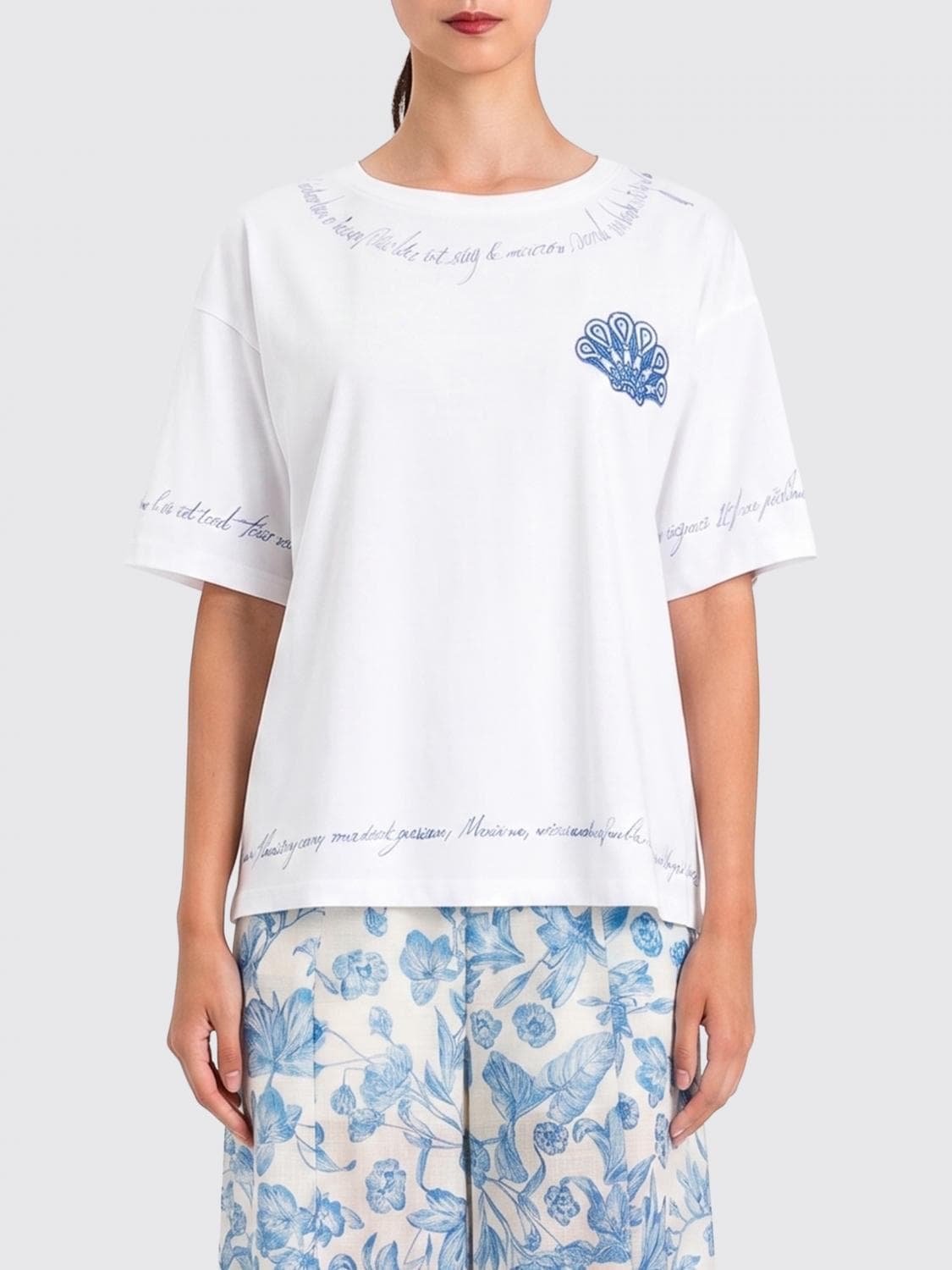 Twinset U & b Cotton Blend T-shirt with Slogan