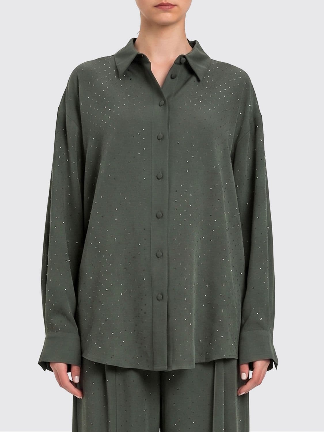 Twinset U & b Lyocell Shirt with Rhinestones