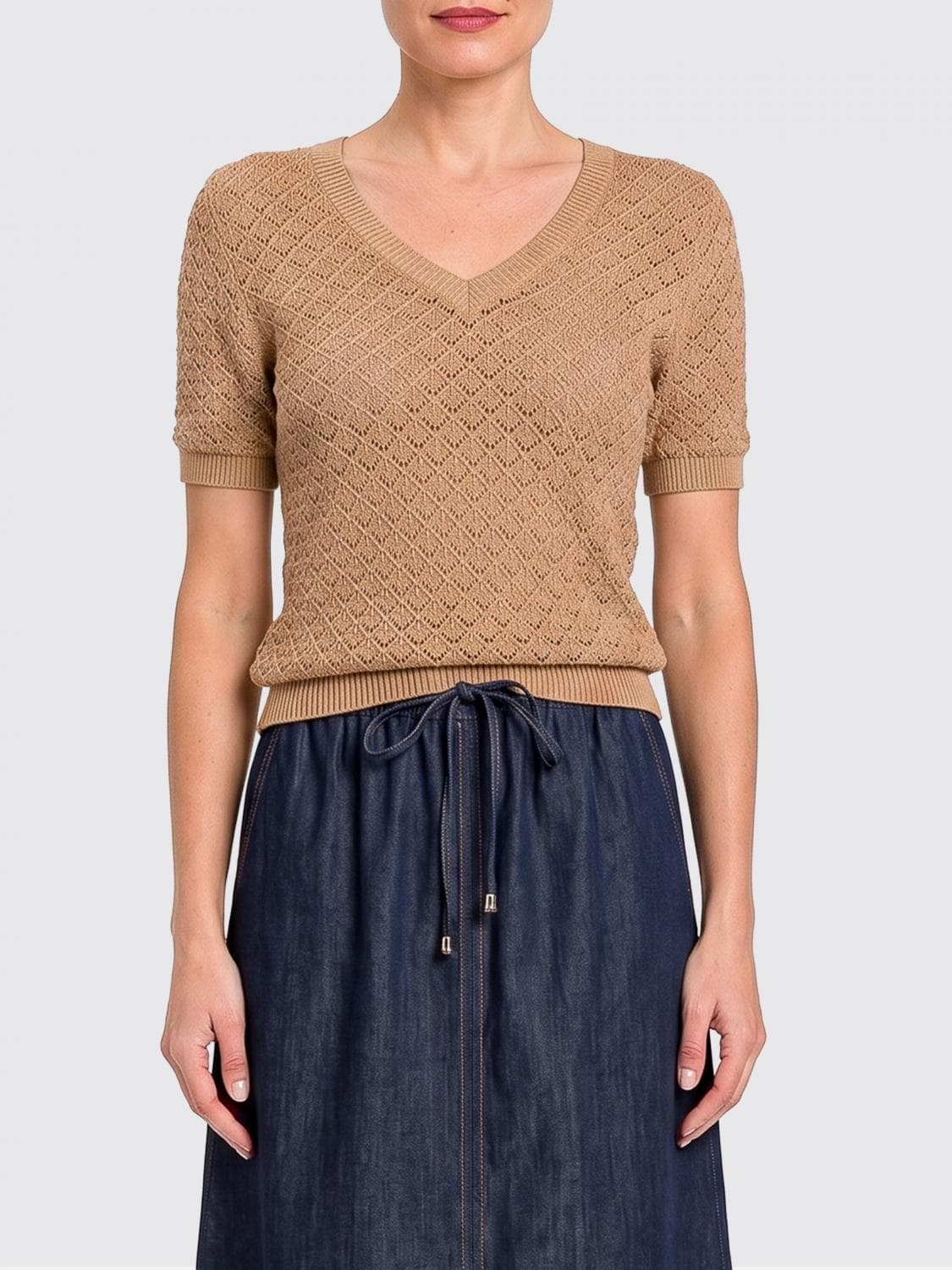 Twinset U & b Perforated Viscose Knit Top