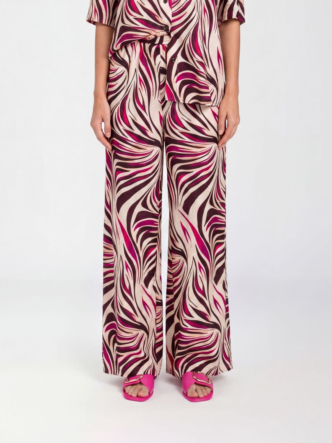 Twinset U & b Printed Viscose Blend Wide Trousers
