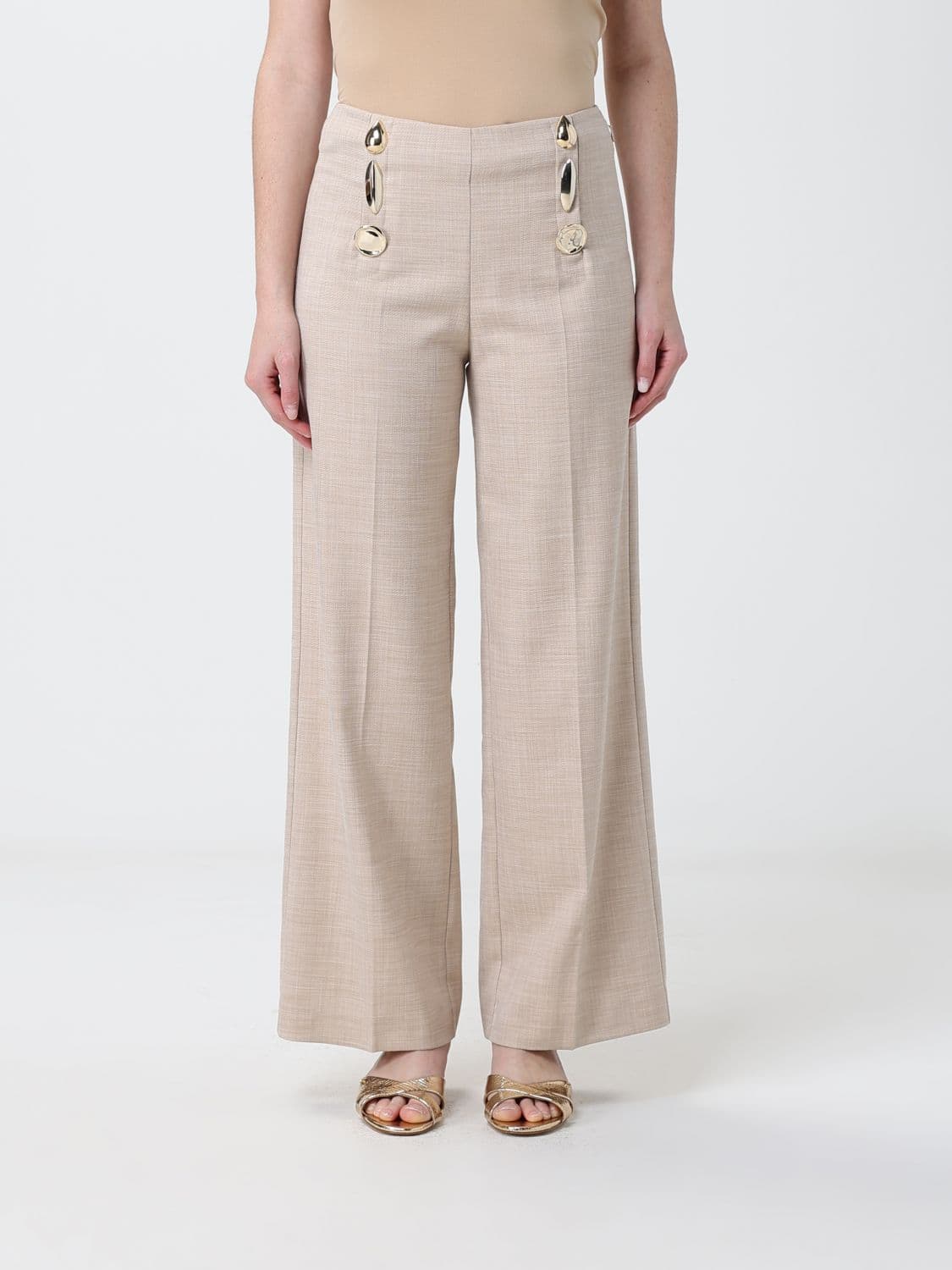 Simona Corsellini Linen Wide Trousers with Metal Inserts