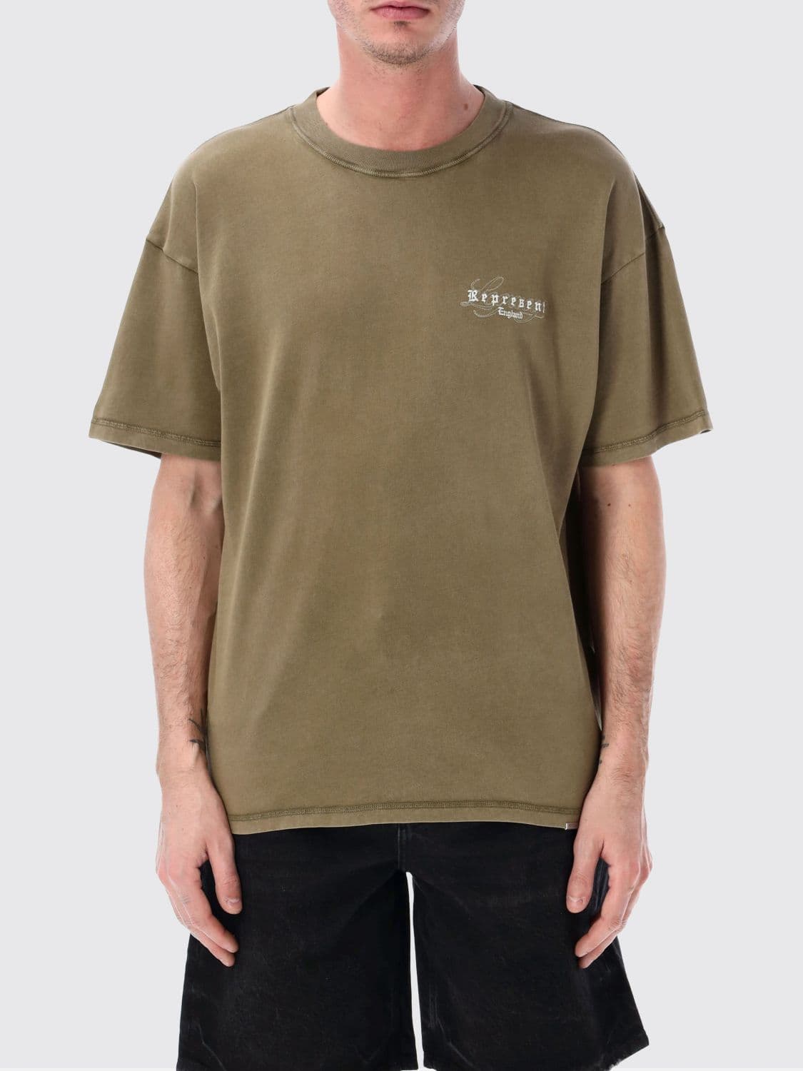 Represent Cotton Crew-Neck T-Shirt with Logo