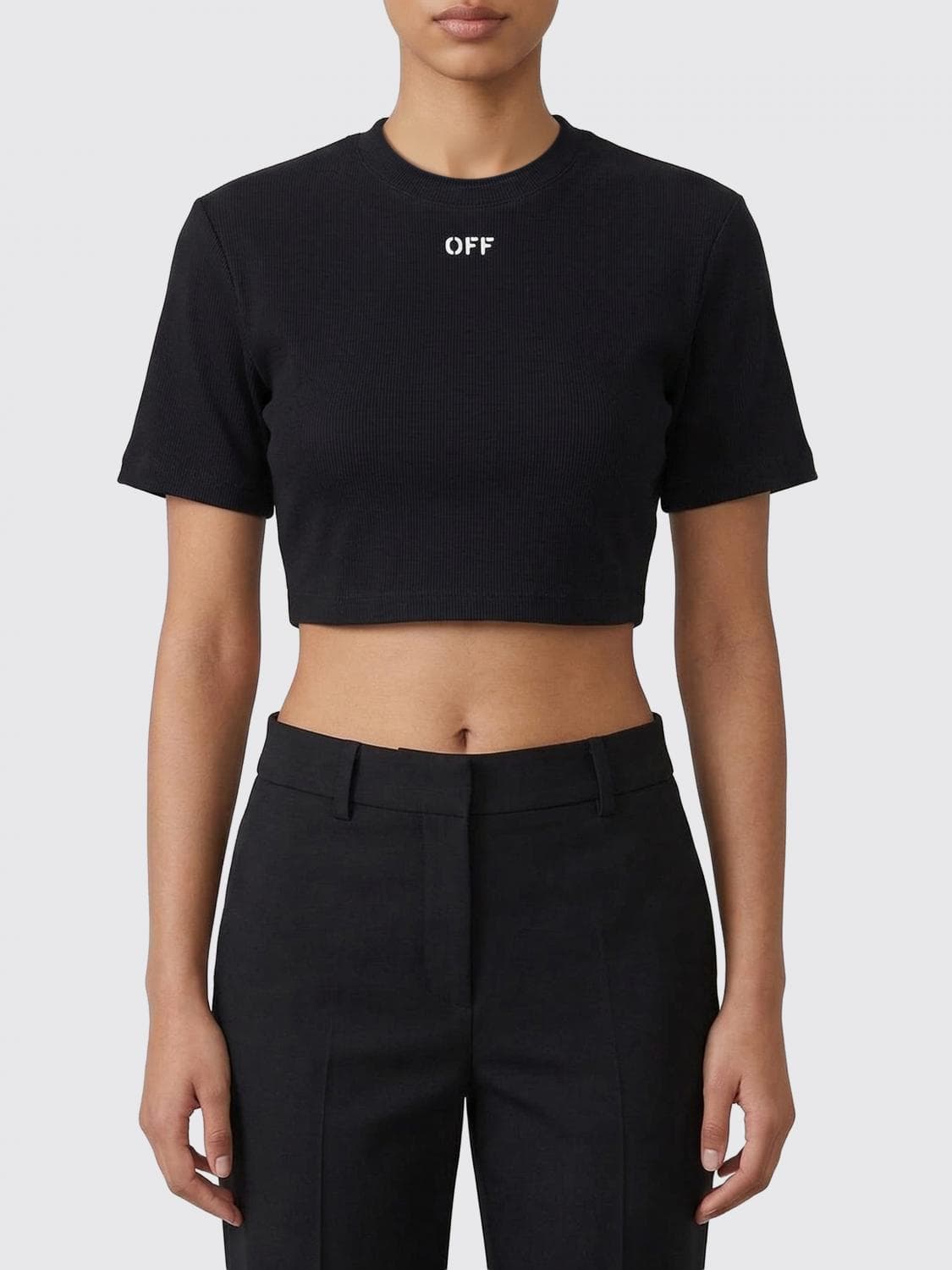 Off-White Crop T-shirts with Logo