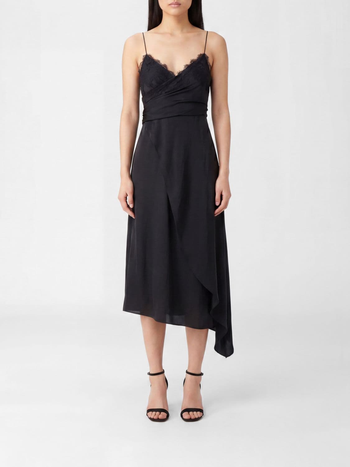 Moschino Satin Slip Dress with Lace Inserts