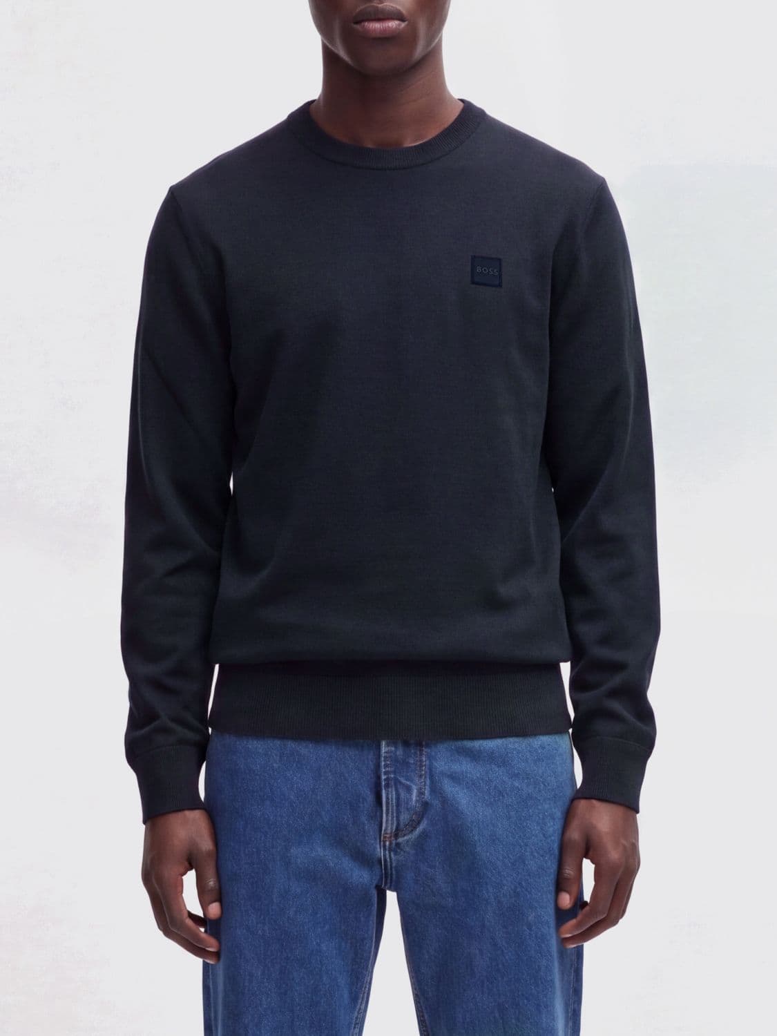Boss Cotton and Cashmere Crew Neck Sweater