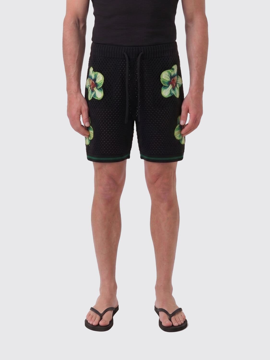 Casablanca Cotton Jogging Shorts with Flowers