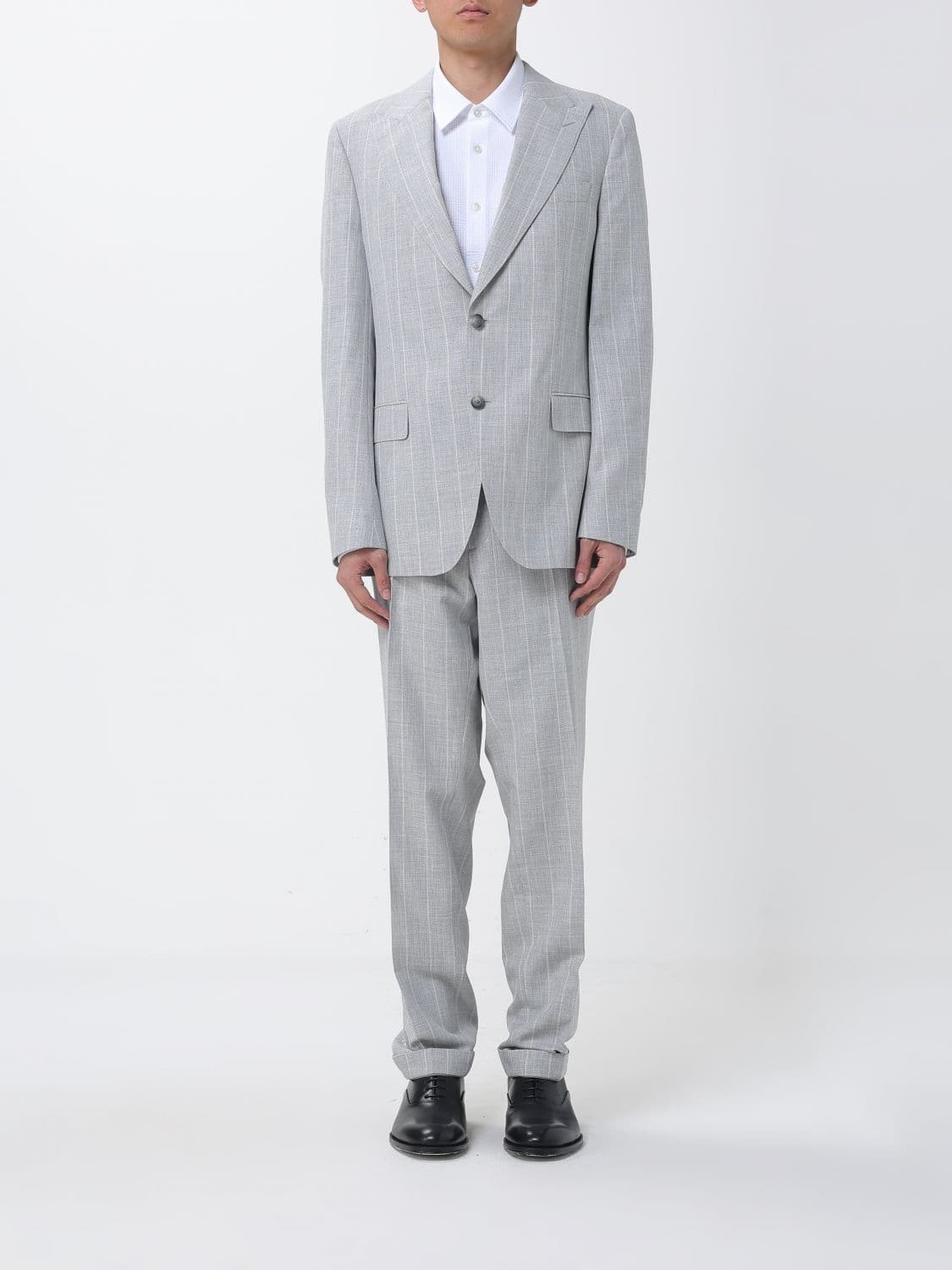 Boss Single-breasted Striped Cotton and Virgin Wool Dress