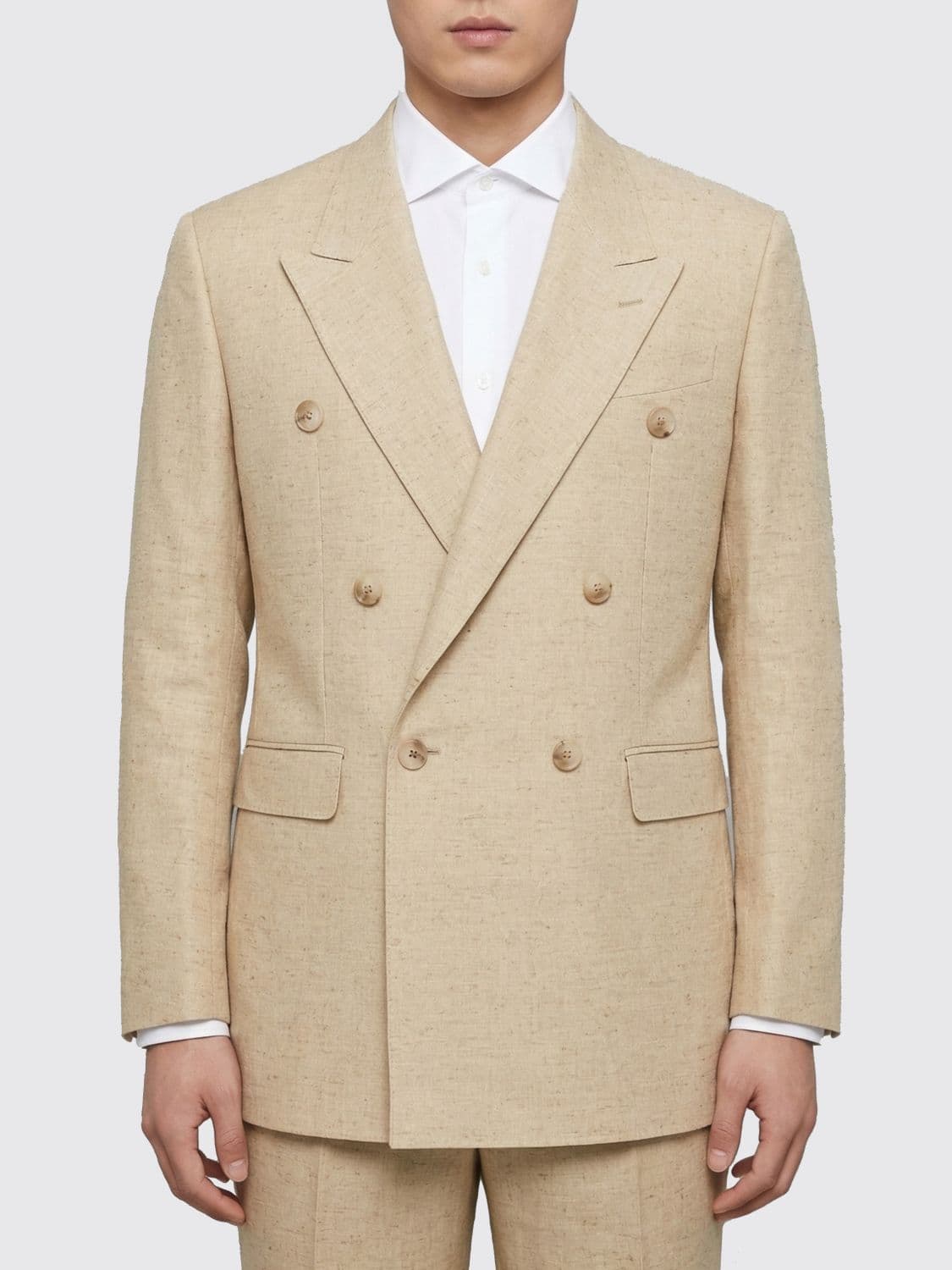 Dolce & Gabbana Double Breasted Linen and Silk Blazer · 48