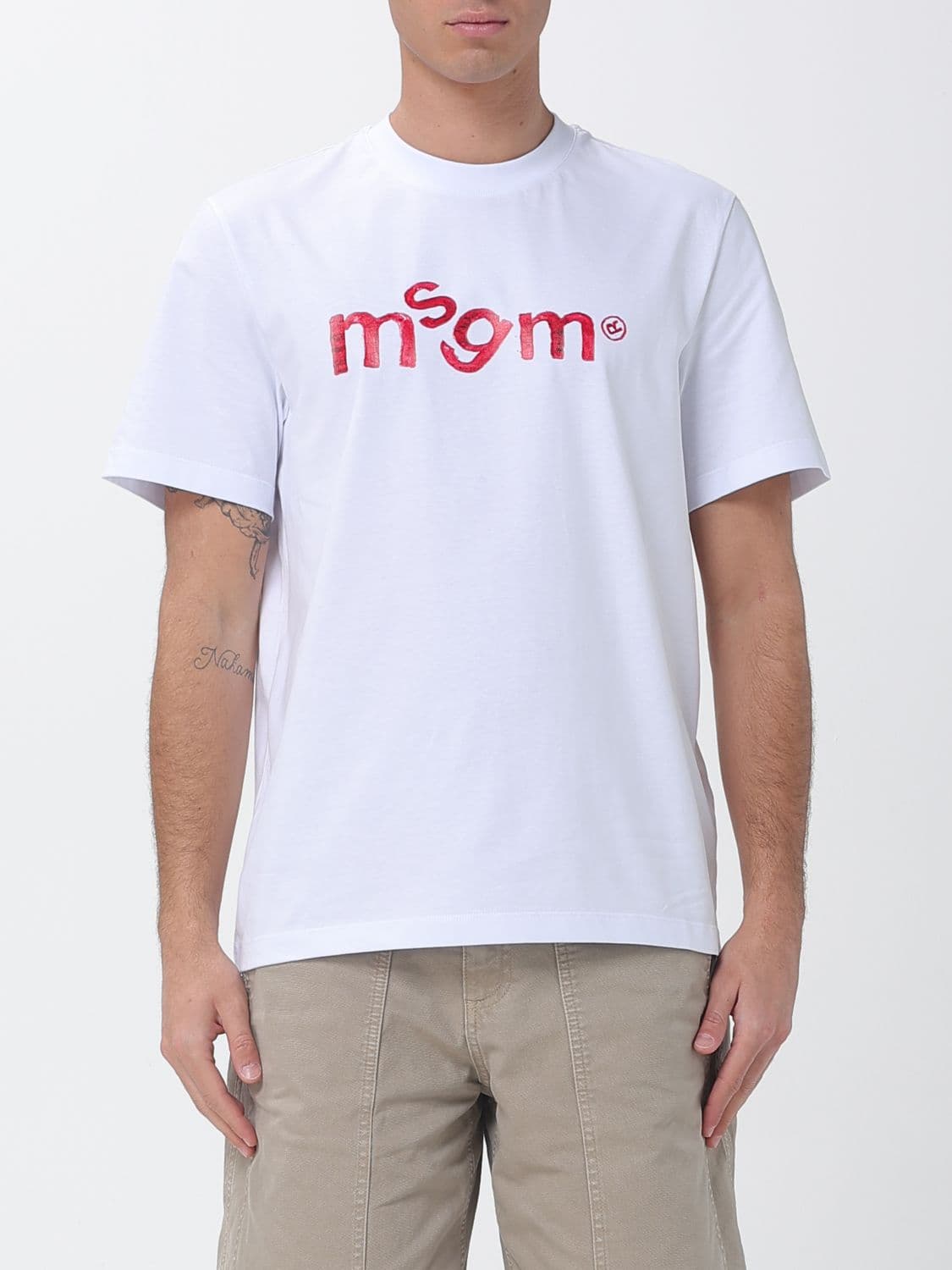 Msgm Cotton T-Shirt with Logo