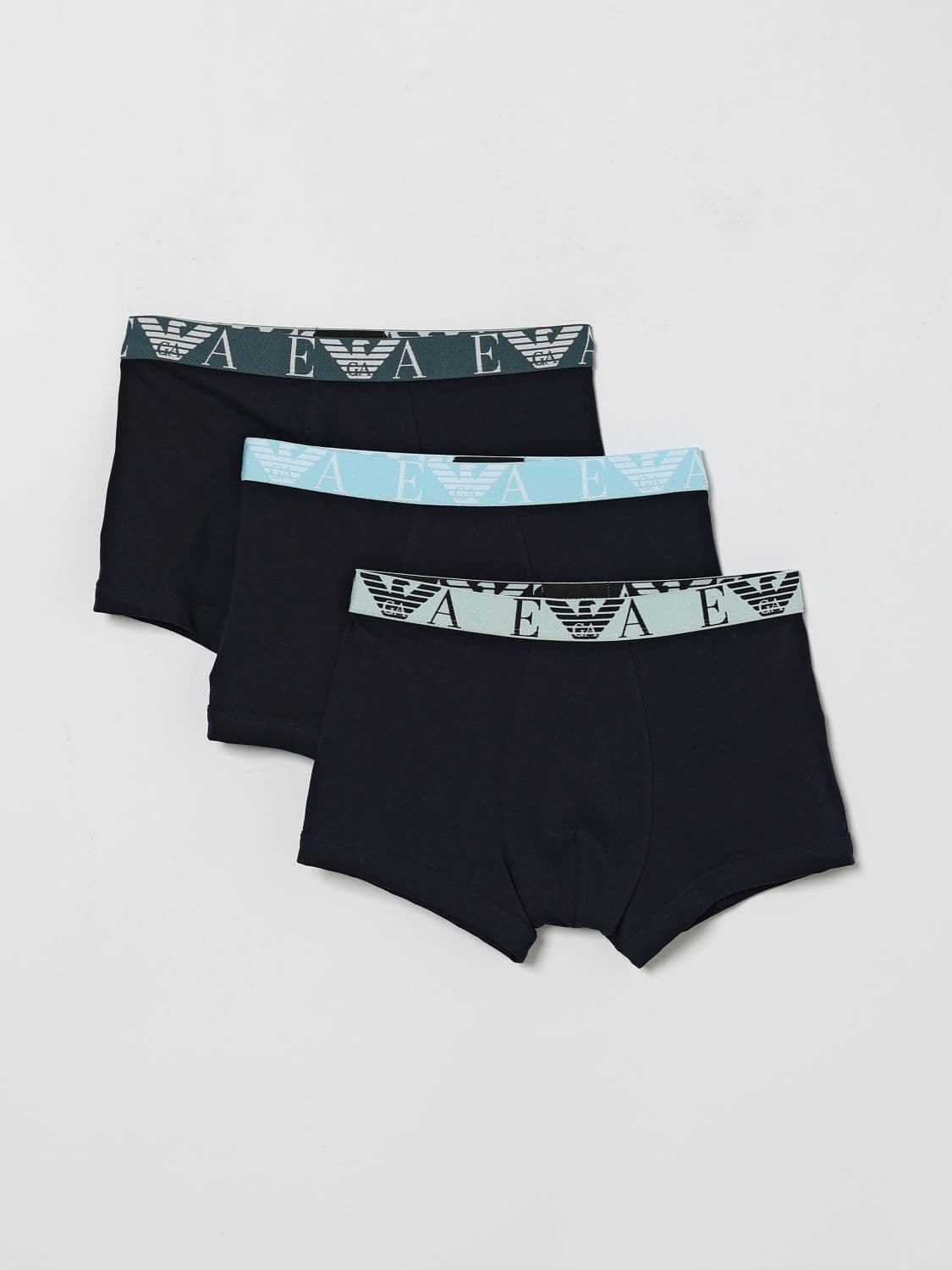 Emporio Armani Set of 3 Boxer Briefs in Stretch Cotton with Jacquard Logo · S