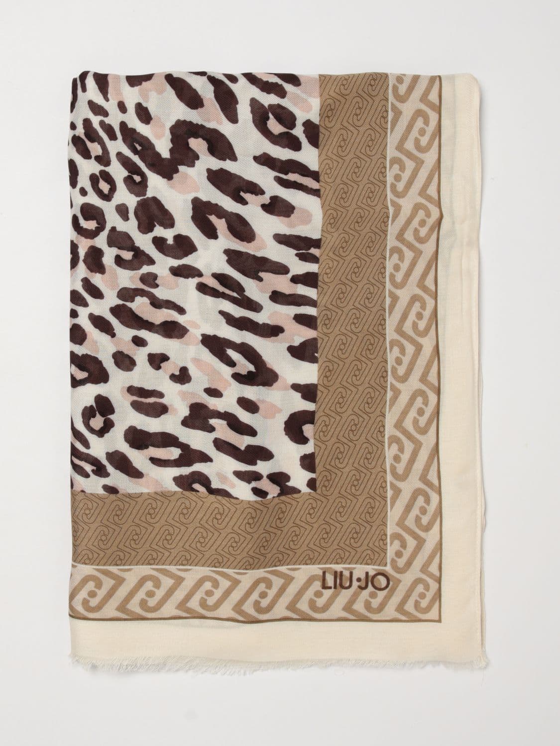 Liu Jo Viscose Scarf with Animal Print and Monogram · OS
