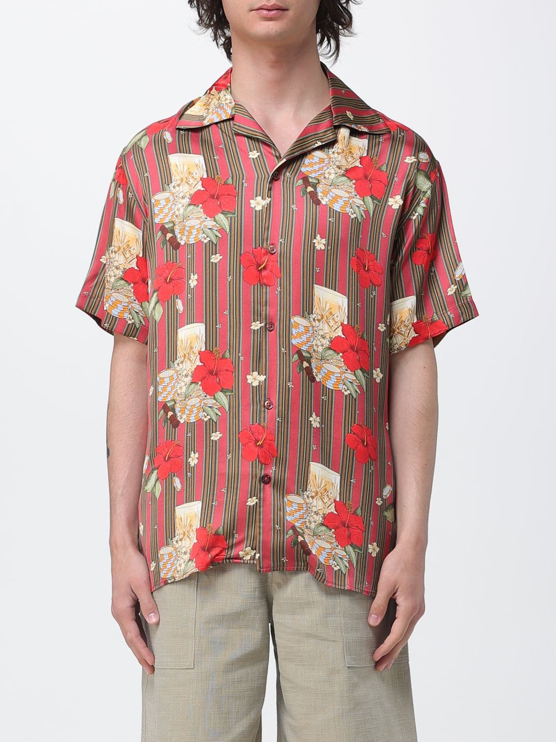 Drôle De Monsieur Printed Viscose Casual Shirt