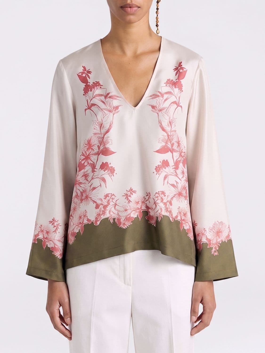 Momonì Floral Print Silk Blouse