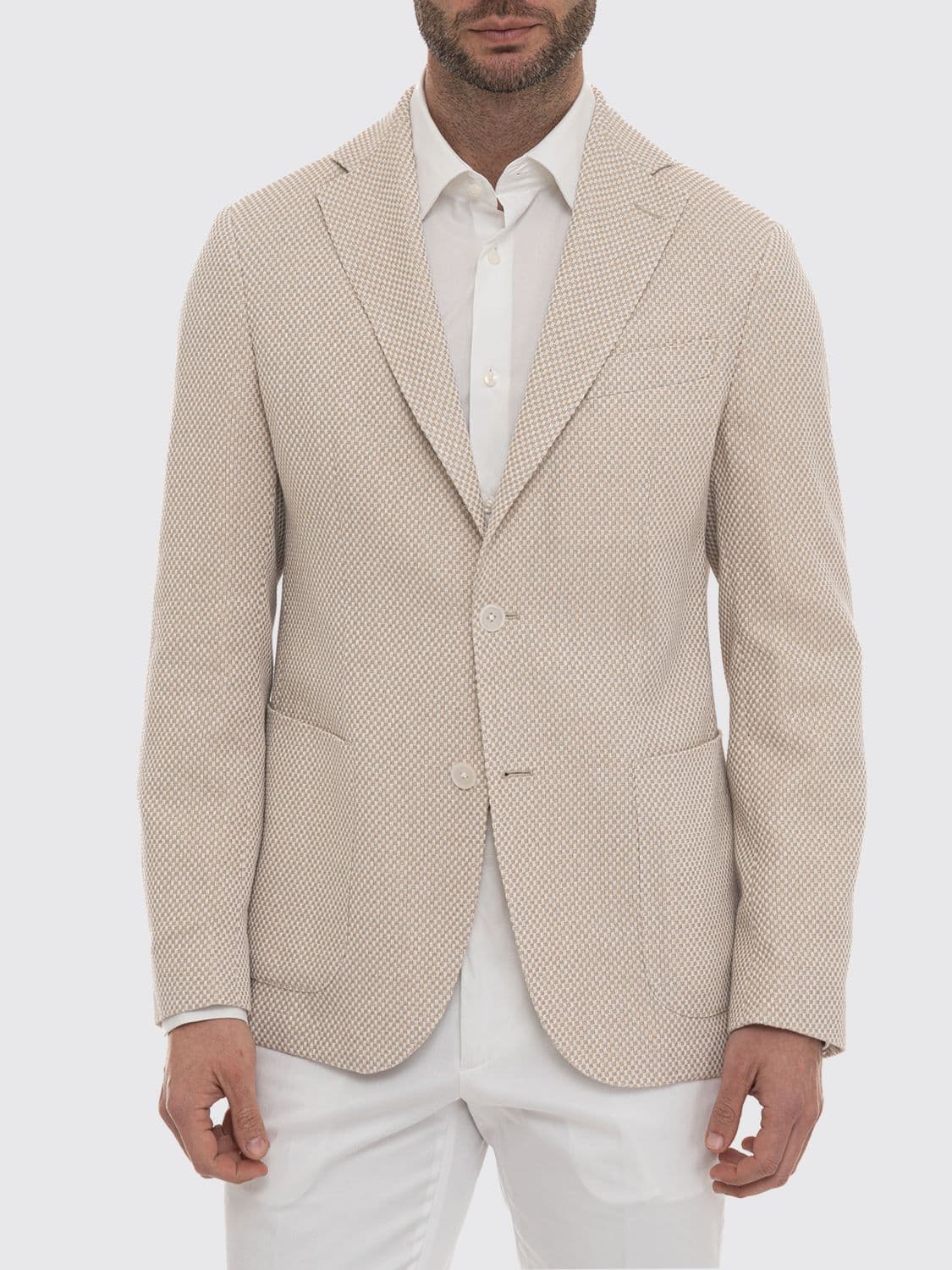Boss Single-Breasted Blazer in Structured Cotton Blend
