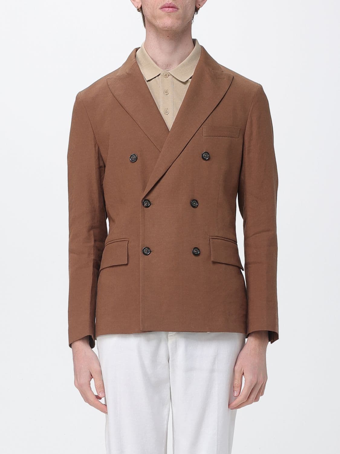 Paolo Pecora Linen and Viscose Double-Breasted Blazer