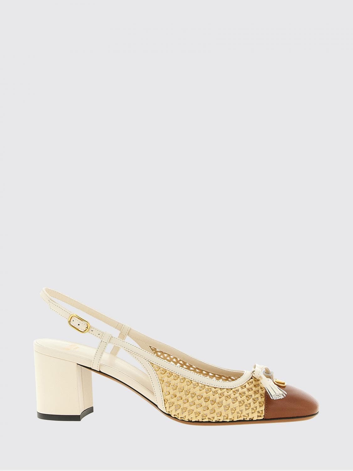Valentino Garavani Valet Du Roi Raffia and Leather Slingback