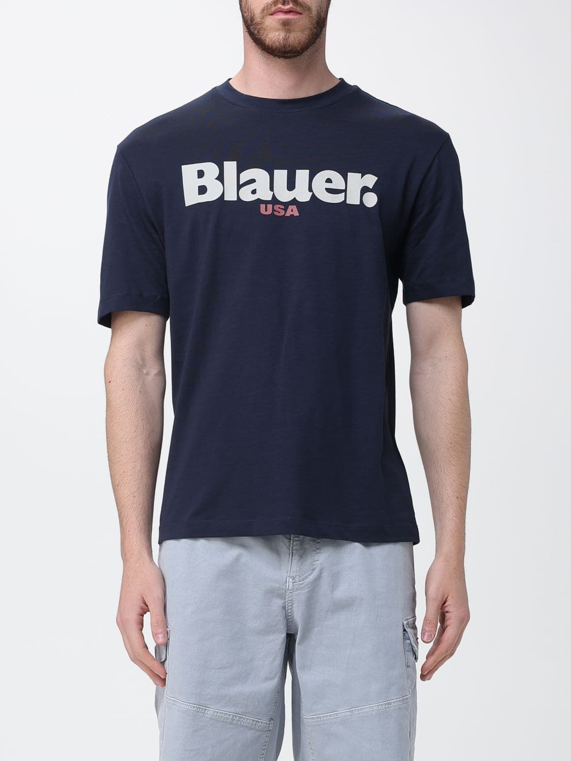 Blauer Cotton T-Shirt with Logo