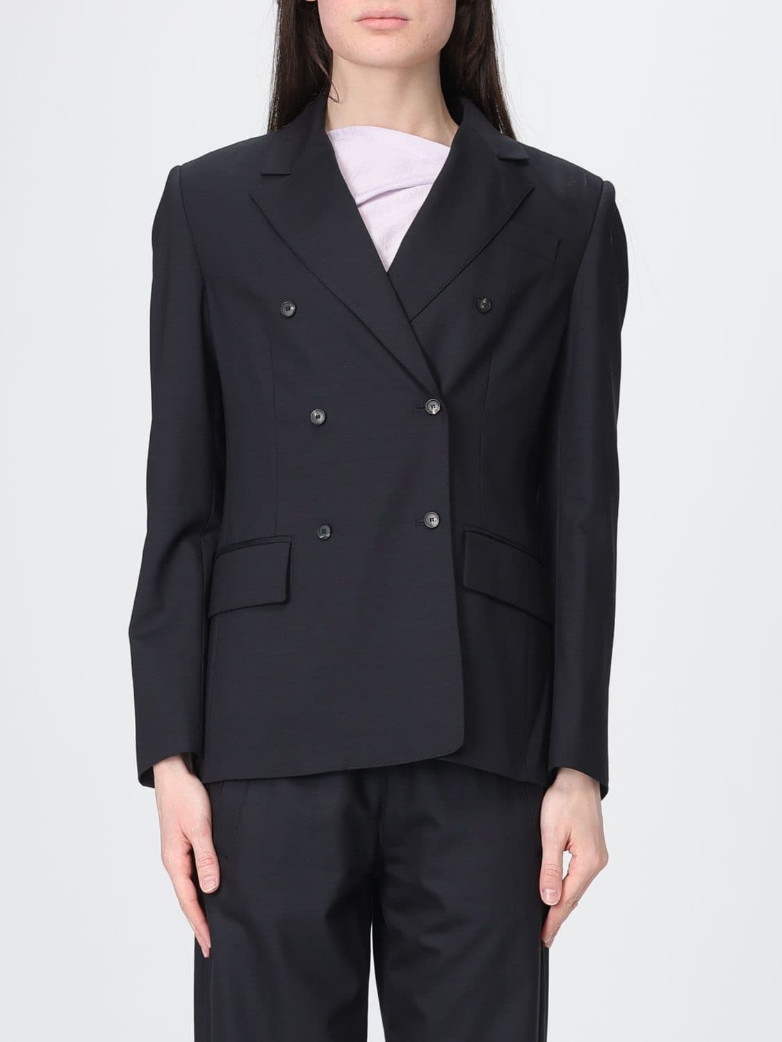 Tela Virgin Wool Double-Breasted Blazer · 44