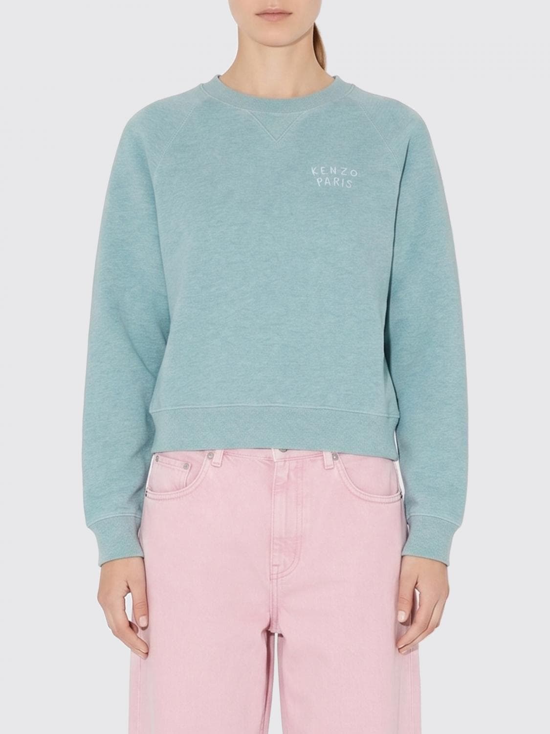 Kenzo Flower Logo Cotton Crew Neck Sweatshirt