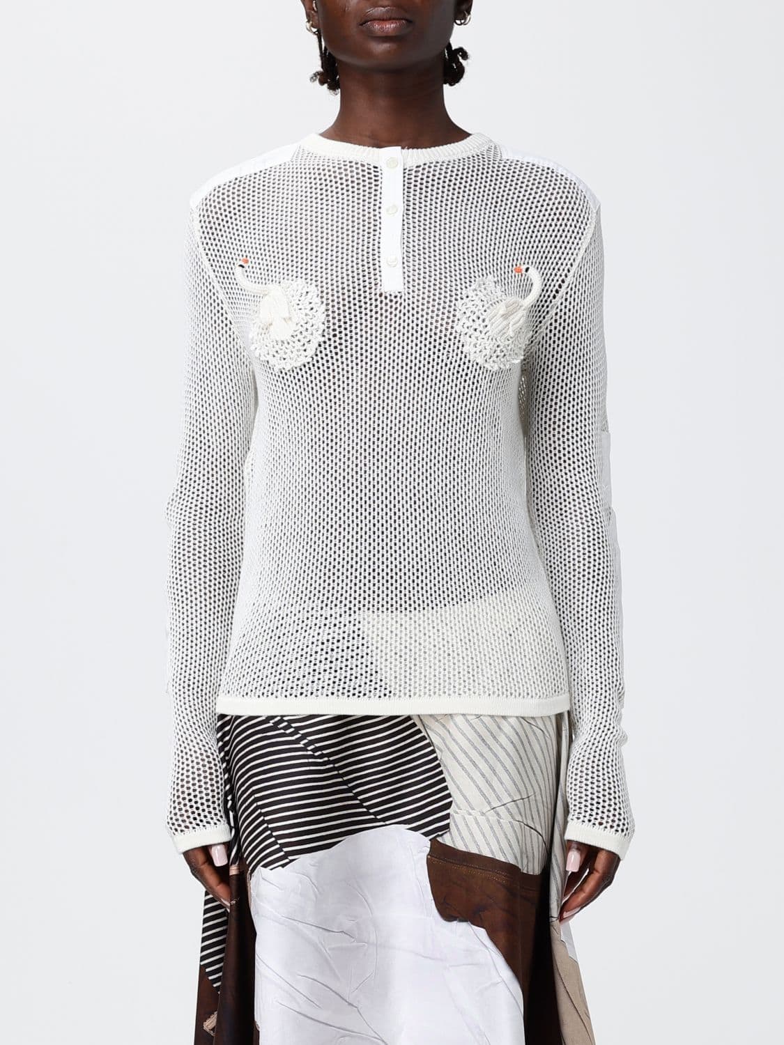 Moschino Couture Perforated Cotton Knit with Swans
