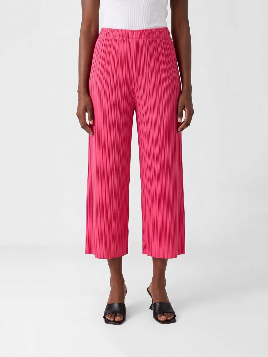 Pleats Please Issey Miyake Cropped Pleated Crêpe Trousers