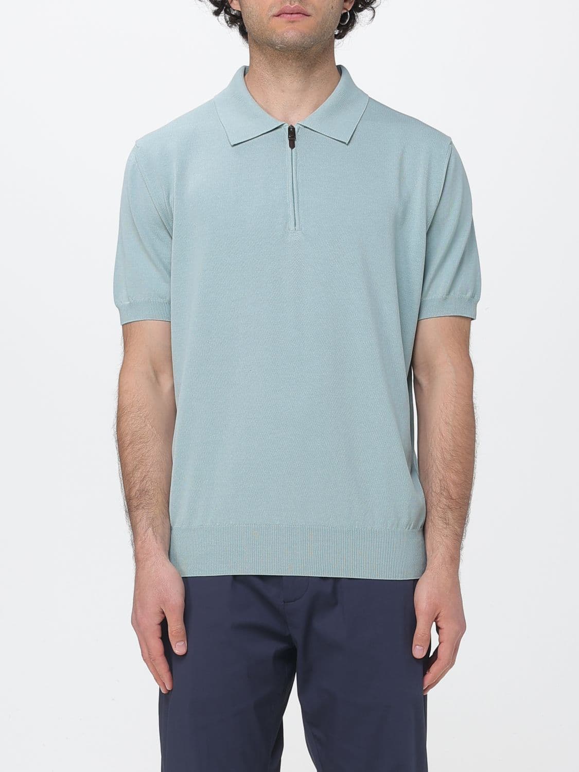 Canali Cotton Knit Polo Shirt