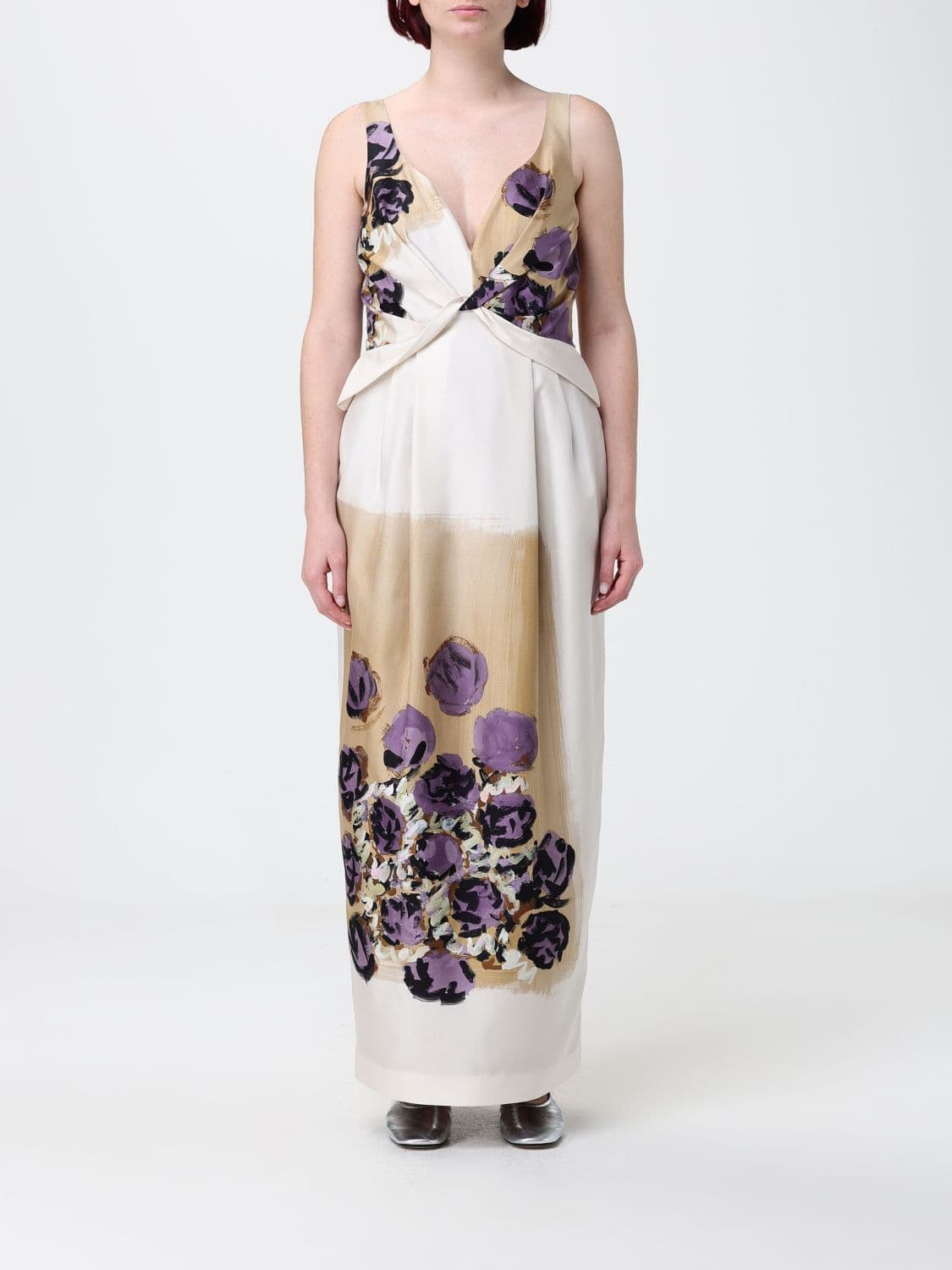 Antonio Marras Floral Print Silk Long Dress