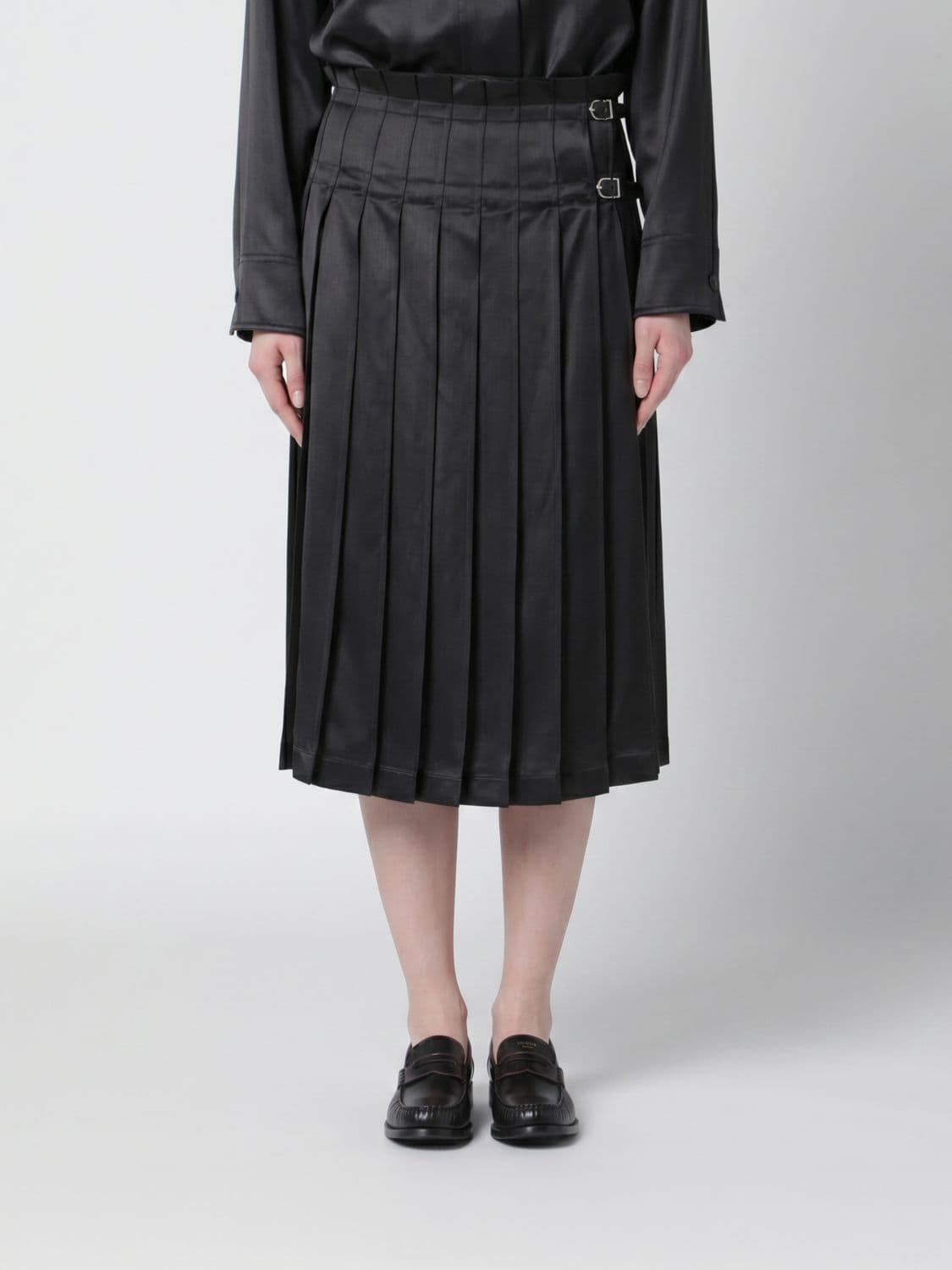 Durazzi Milano Pleated Satin Skirt